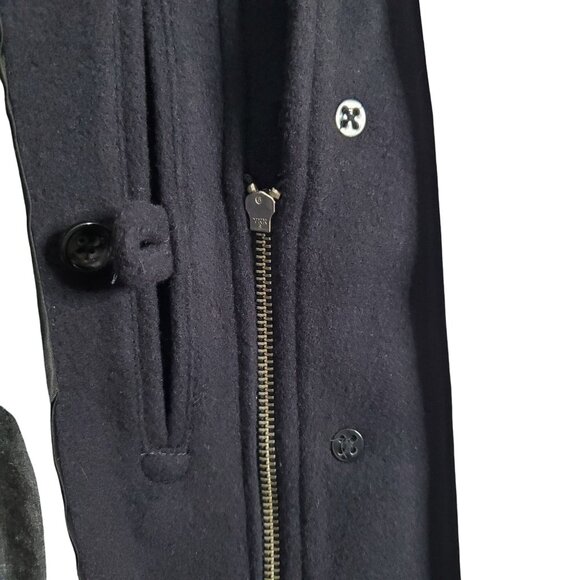 Banana Republic Mens Sz L Coat Wool Cashmere Blend Double Pocket Military Black - Picture 8 of 10